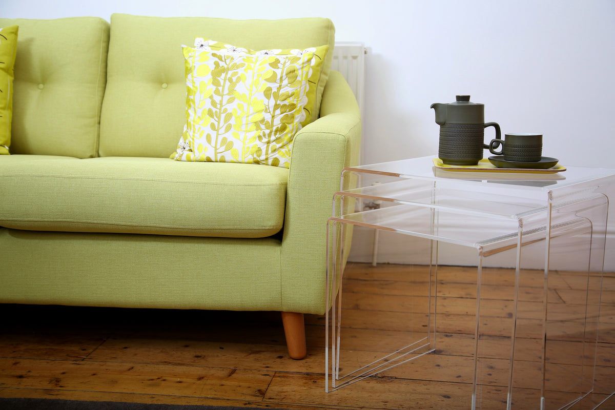 Perspex nest of shop tables