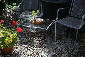Premium Range Perspex® Acrylic Side Tables. Clear Acrylic & Glass Effect