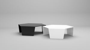 Hexagonal Perspex® Acrylic Tables. In Black or White 75% OFF