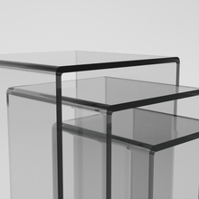 close up of love it own set of three nested acrylic coffee tables