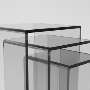 close up of love it own set of three nested acrylic coffee tables